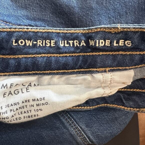 American Eagle Low-Rise Ultra Wide Leg Blue Jeans Women’s Size 18 Loose - Picture 5 of 8